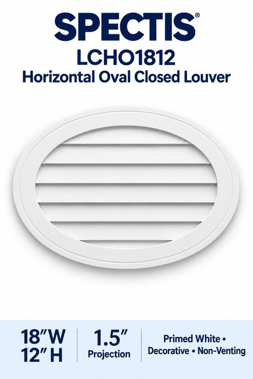 LCHO1812 Horizontal Oval Closed Louver, 18″ wide × 12″ high × 1 1/2″ projection