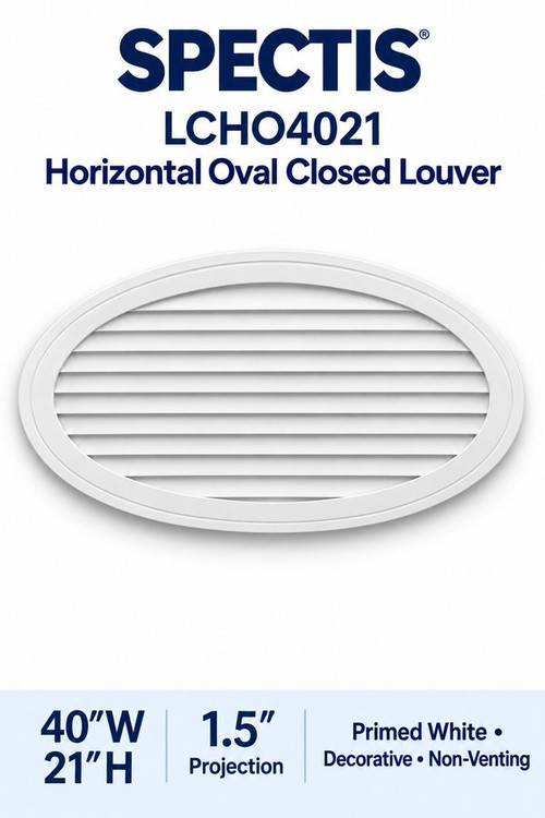 LCHO4021 Horizontal Oval Closed Louver, 40″ wide × 21″ high × 1 1/2″ projection