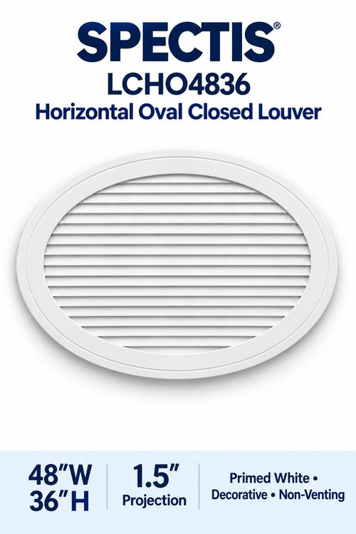 LCHO4836 Horizontal Oval Closed Louver, 48″ wide × 36″ high × 1 1/2″ projection