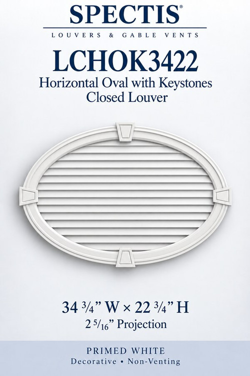 LCHOK3422 Horizontal Oval with Keystones Closed Louver, 34 3/4″ wide × 22 3/4″ high × 2 5/16″ projection