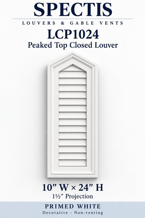 LCP1024 Peaked Top Closed Louver, 10″ wide × 24″ high × 1 1/2″ projection