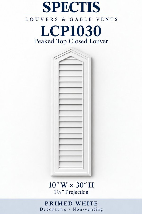 LCP1030 Peaked Top Closed Louver, 10″ wide × 30″ high × 1 1/2″ projection