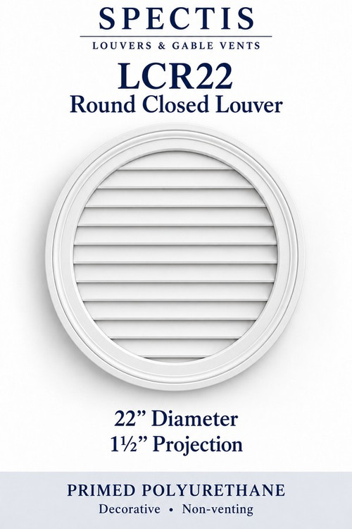 LCR22 Round Closed Louver, 22 inches wide by 22 inches high, decorative and non-venting