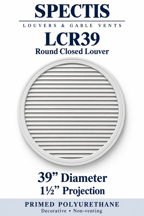 LCR39 Round Closed Louver, 39 inches wide by 39 inches high, decorative and non-venting