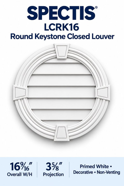 LCRK16 Round with Keystones Closed Louver, 16 9/16″ wide × 16 9/16″ high × 3 5/8″ projection