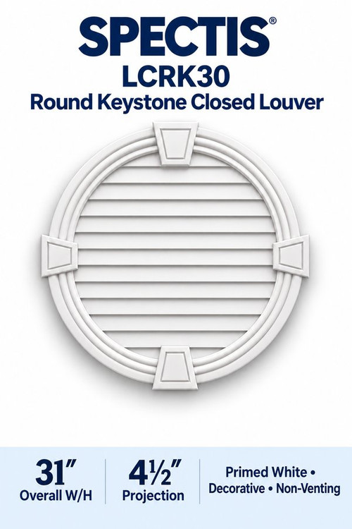 LCRK30 Round with Keystones Closed Louver, 31″ wide × 31″ high × 4 1/2″ projection