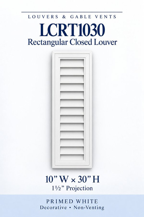 LCRT1030 Rectangular Closed Louver, 10″ wide × 30″ high × 1 1/2″ projection