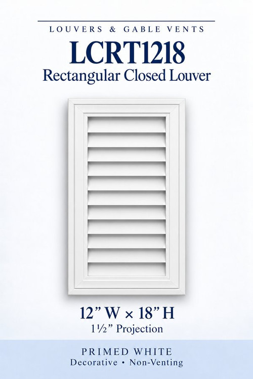 LCRT1218 Rectangular Closed Louver, 12″ wide × 18″ high × 1 1/2″ projection