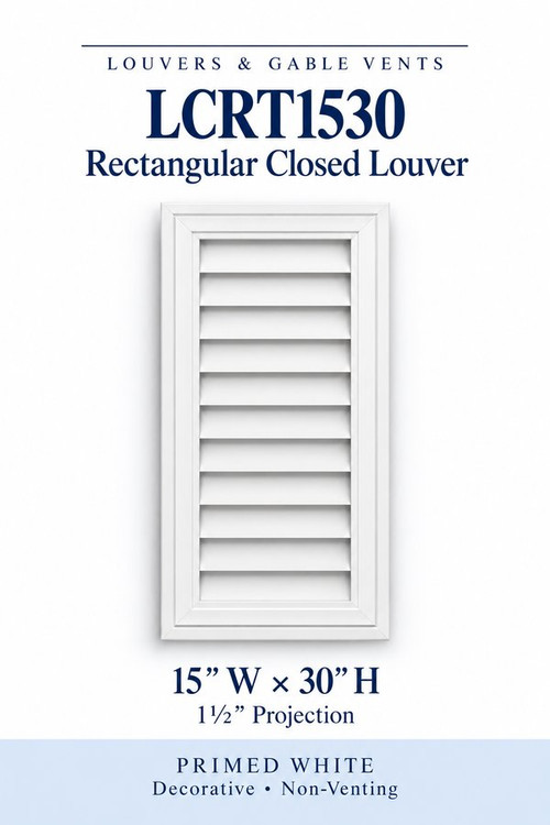 LCRT1530 Rectangular Closed Louver, 15″ wide × 30″ high × 1 1/2″ projection