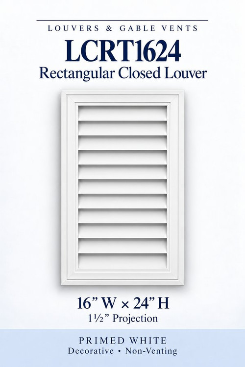LCRT1624 Rectangular Closed Louver, 16″ wide × 24″ high × 1 1/2″ projection