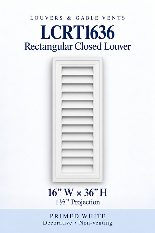 LCRT1636 Rectangular Closed Louver, 16″ wide × 36″ high × 1 1/2″ projection