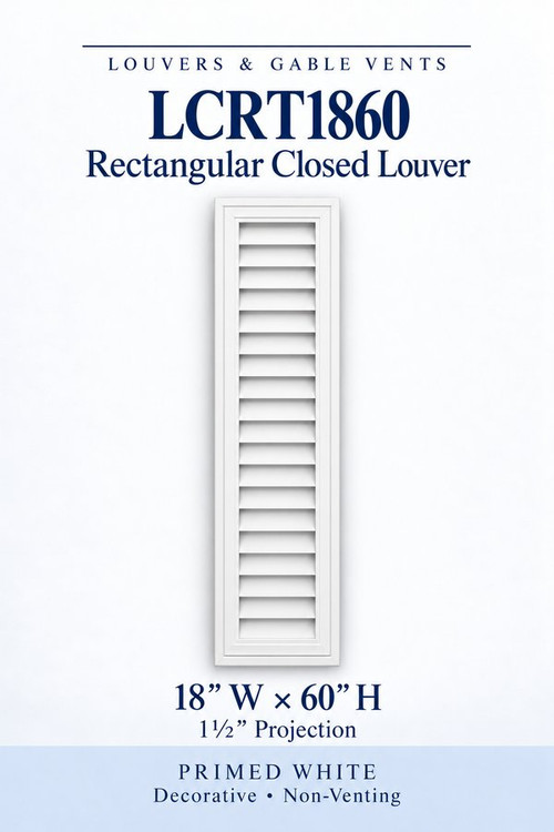 LCRT1860 Rectangular Closed Louver, 18″ wide × 60″ high × 1 1/2″ projection