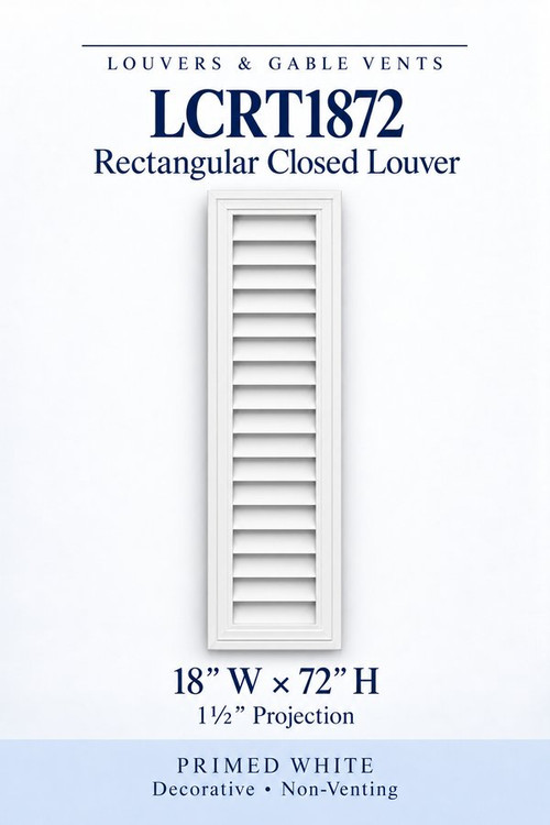 LCRT1872 Rectangular Closed Louver, 18″ wide × 72″ high × 1 1/2″ projection