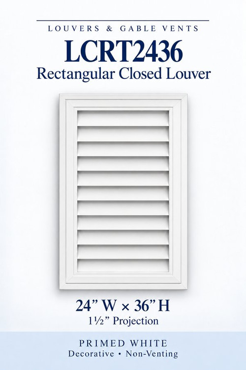 LCRT2436 Rectangular Closed Louver, 24″ wide × 36″ high × 1 1/2″ projection