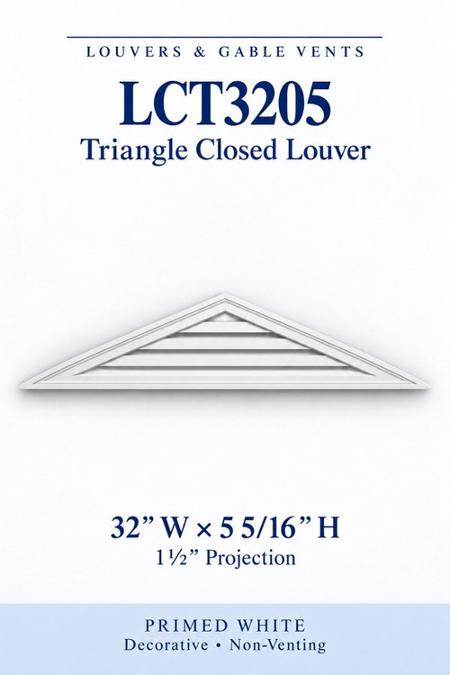 LCT3205 Triangle Closed Louver, 32″ wide × 5 5/16″ high × 1 1/2″ projection