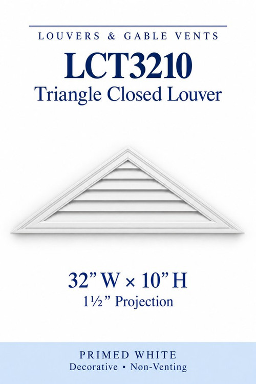 LCT3210 Triangle Closed Louver, 32″ wide × 10″ high × 1 1/2″ projection