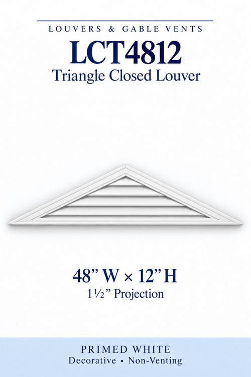 LCT4812 Triangle Closed Louver, 48″ wide × 12″ high × 1 1/2″ projection