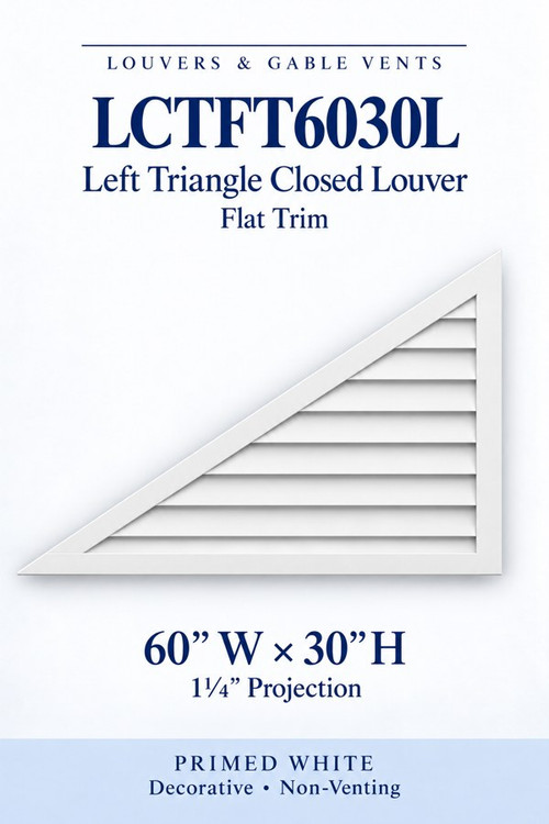 LCTFT6030L Left Triangle Flat Trim Closed Louver, 60″ wide × 30″ high × 1 1/4″ projection