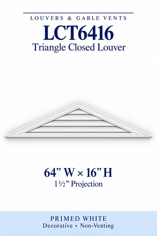 LCT6416 Triangle Closed Louver, 64″ wide × 16″ high × 1 1/2″ projection