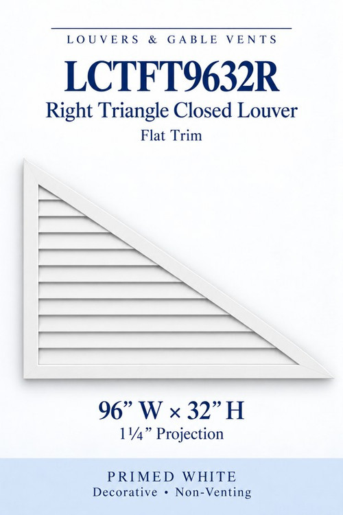 LCTFT9632R Right Triangle Flat Trim Closed Louver, 96″ wide × 32″ high × 1 1/4″ projection