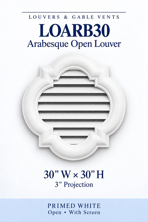 LOARB30 Arabesque Open Louver Vent, 30″ wide × 30″ high × 3″ projection