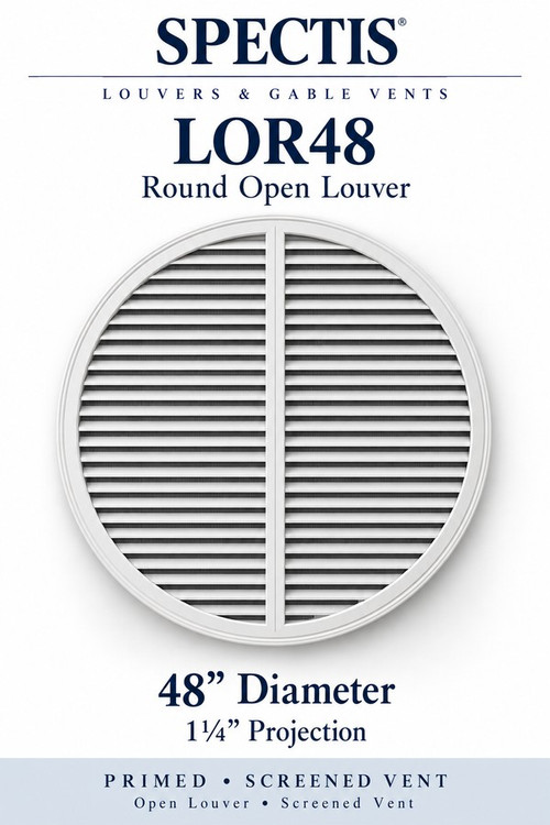 LOR48 Round Open Louver, 48 inches wide by 48 inches high, screened vent