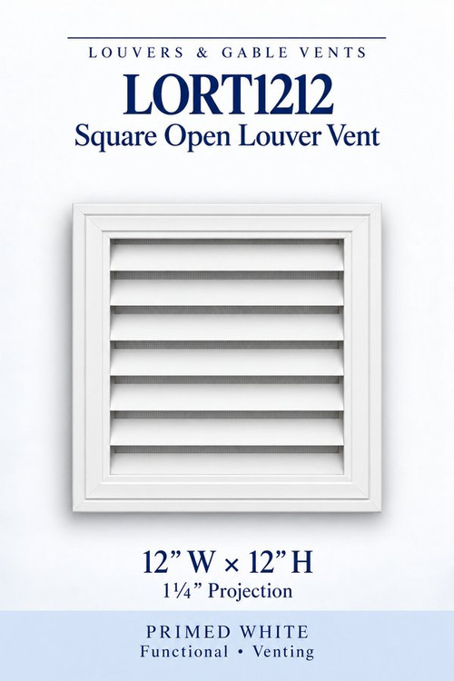 LORT1212 Square Open Louver Vent, 12″ wide × 12″ high × 1 1/4″ projection