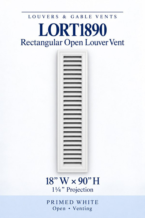 LORT1890 Rectangular Open Louver Vent, 18″ wide × 90″ high × 1 1/4″ projection