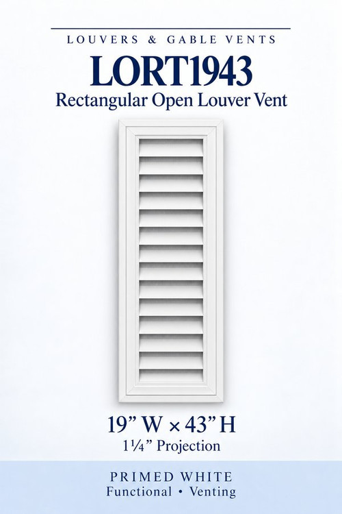 LORT1943 Rectangular Open Louver Vent, 19″ wide × 43″ high × 1 1/4″ projection
