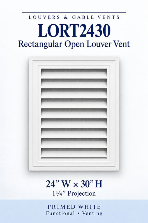 LORT2430 Rectangular Open Louver Vent, 24″ wide × 30″ high × 1 1/4″ projection