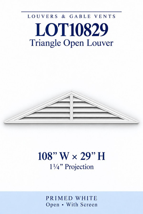 LOT10829 Triangle Open Louver Vent, 108″ wide × 29″ high × 1 1/4″ projection