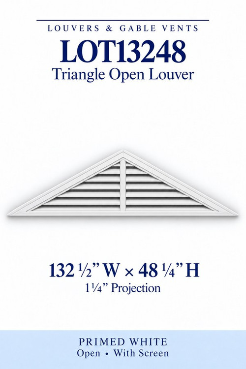 LOT13248 Triangle Open Louver Vent, 132 1/2″ wide × 48 1/4″ high × 1 1/4″ projection