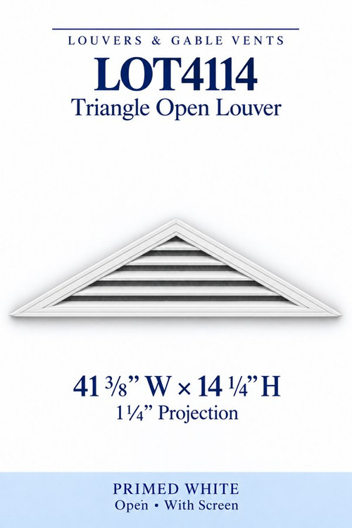 LOT4114 Triangle Open Louver Vent, 41 3/8″ wide × 14 1/4″ high × 1 1/4″ projection