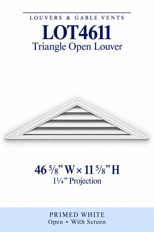 LOT4611 Triangle Open Louver Vent, 46 5/8″ wide × 11 5/8″ high × 1 1/4″ projection