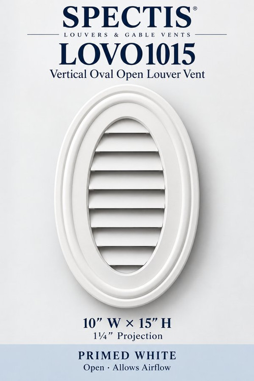 LOVO1015 Vertical Oval Open Louver Vent, 10″ wide × 15″ high × 1 1/4″ projection
