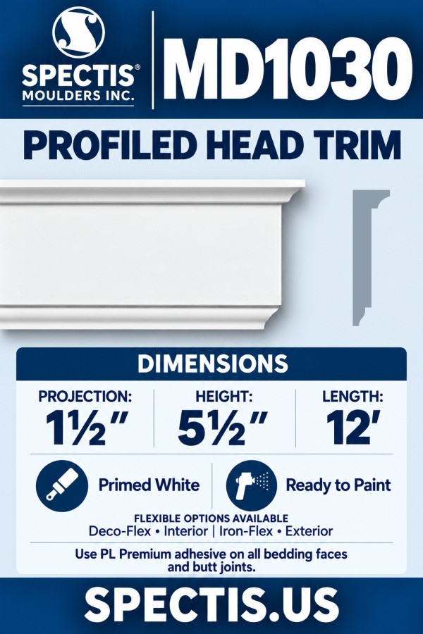 MD1030 profiled head trim section and authoritative CAD side profile