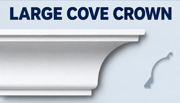 MD1075 Large Cove Crown Moulding, moulding and grey side profile