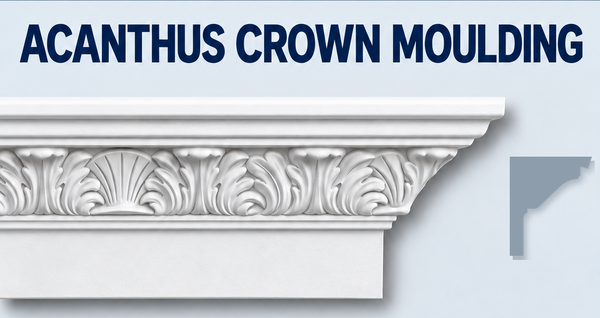 MD1086 Acanthus Crown Moulding, moulding and grey side profile