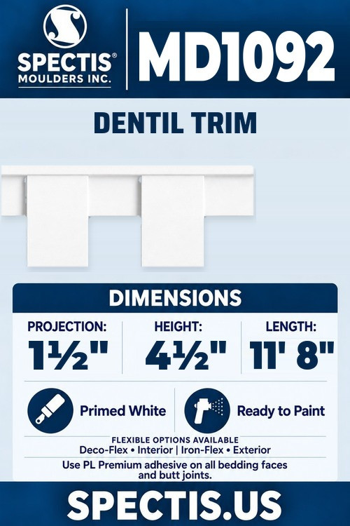 MD1092 dentil trim section and side profile