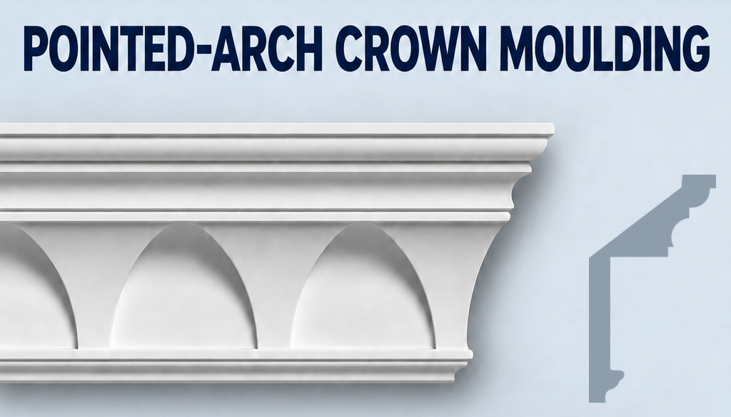 MD1100 Pointed-Arch Crown Moulding and grey side profile