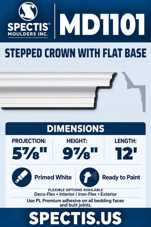 MD1101 stepped crown with flat base section and side profile