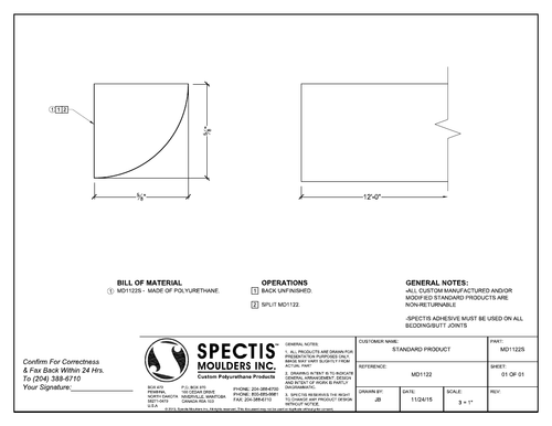 MD1122SPLIT manufacturer CAD profile: ⅝ inch projection, ⅝ inch height, 12 foot length