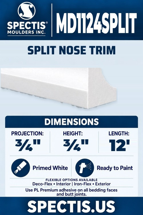 MD1124SPLIT split nose trim section and side profile