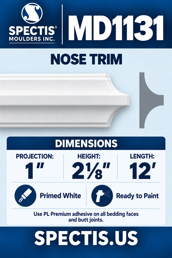 MD1131 Nose Trim — dimensions and matching side profile