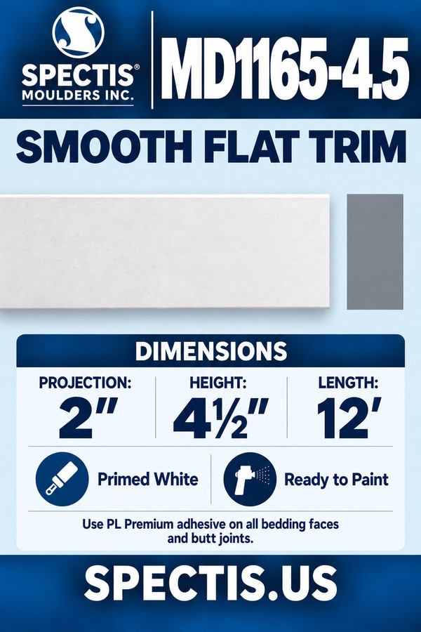 MD1165-4.5 Smooth Flat Trim — dimensions and matching side profile