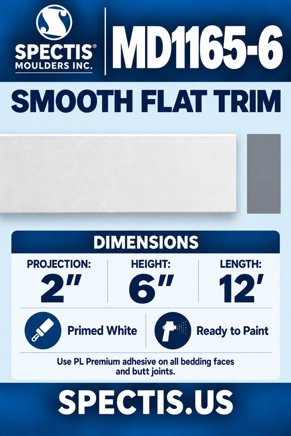 MD1165-6 Smooth Flat Trim — dimensions and matching side profile