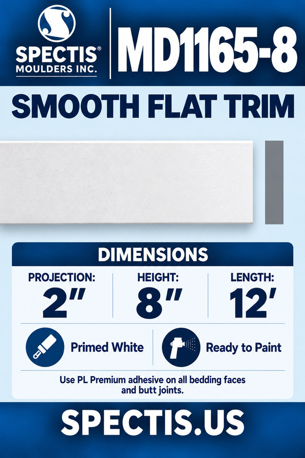 MD1165-8 Smooth Flat Trim — dimensions and matching side profile