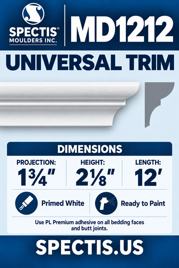 MD1212 Universal Trim — dimensions and matching side profile
