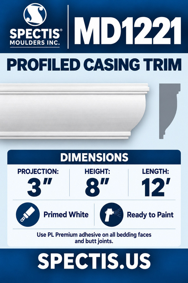 MD1221 Profiled Casing Trim — dimensions and matching side profile