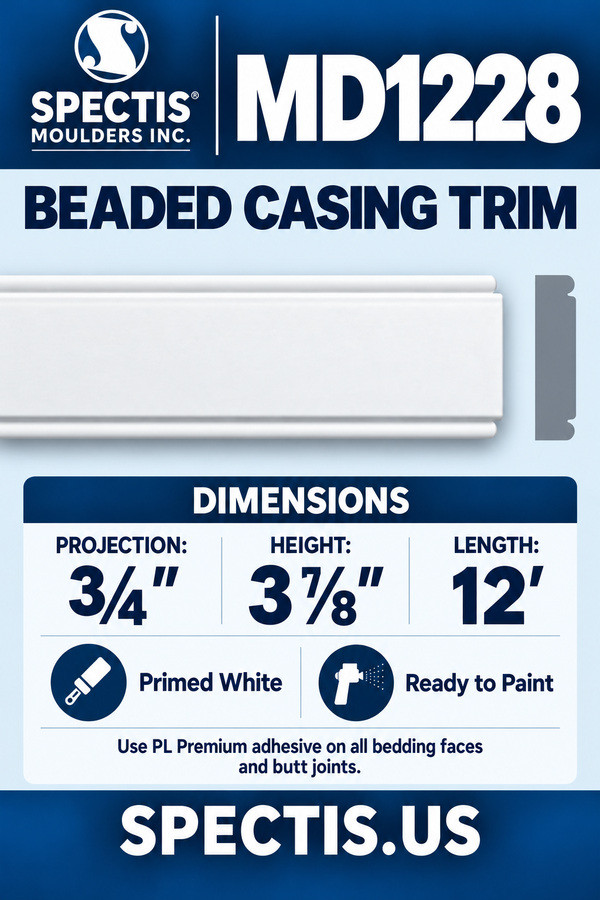MD1228 Beaded Casing Trim — dimensions and matching side profile
